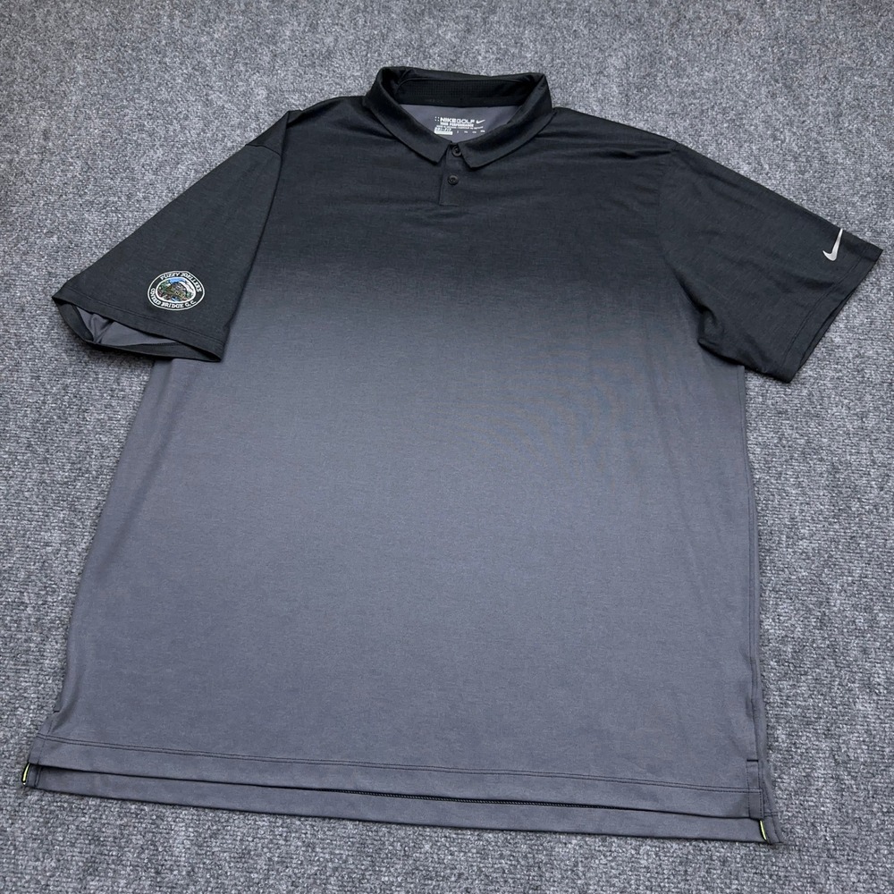 Nike Golf Afterburner Polo Shirt Mens 2XL Ombre Dri-FIT Covered Bridge GC 639952